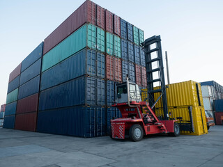 Logistic container cargo forklift crane car auto shipping industry box custom economy import export truck freight delivery loading storage thailand international factory terminal dock commerce port