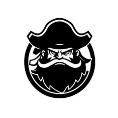 pirate mascot Logo Monochrome Design Style