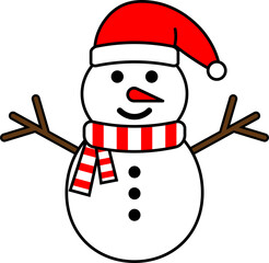 Snowman Isolated Illustration on Transparent Background, PNG