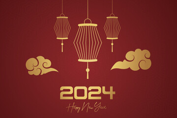 Obraz na płótnie Canvas Chinese Lunar New Year festival 2024 celebration, Happy New Year background decorative elements.
