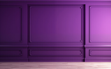 Purple wall mock up with copy space in classic style with beige parquet
