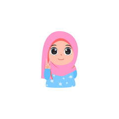 cute kids in pink hijab pose beauty