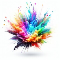 multicolored rainbow powder paint explosion