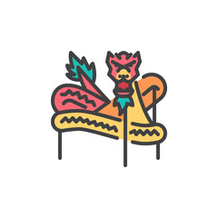Chinese dragon dance filled outline icon