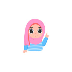 cute kids in pink hijab pose face
