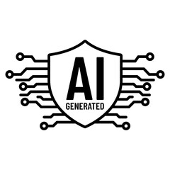 AI, artificial intelligence icon. Artificial intelligence AI processor chip vector icon symbol for graphic design, logo, website, social media. Vector. Protection shield. Technology. Security