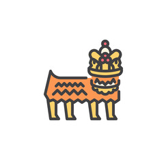Chinese Lion dance filled outline icon