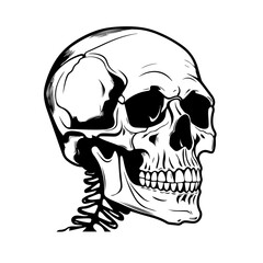 Skull Side View Logo Monochrome Design Style