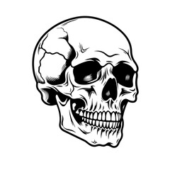 Skull Side View Logo Monochrome Design Style