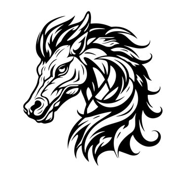 Zombie Horse Logo Monochrome Design Style