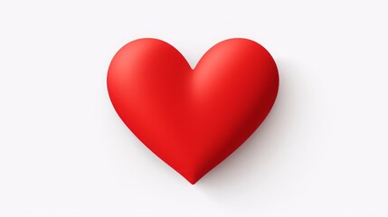 basic flat red love heart shape on white isolated background, high quality, copy space, 16:9