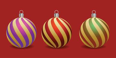 Set of shiny Christmas balls. Exclusive concept, hand-drawn, and highly rendered work for the upcoming Christmas.