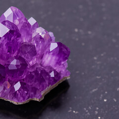 Fototapeta premium Purple amethyst.Beautiful purple amethyst stones.Jode with purple amethyst. Stunning and unique amethyst stones