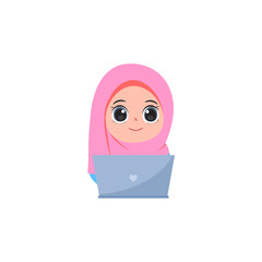 cute kids in pink hijab pose hijab