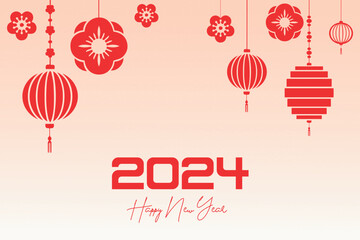 Chinese Lunar New Year festival 2024 celebration, Happy New Year background decorative elements.