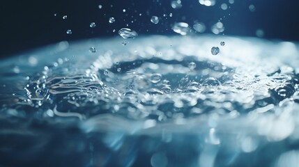 Super Slow Motion Shot of Water Drops Falling and Splashing into Water Surface at 1000fps.