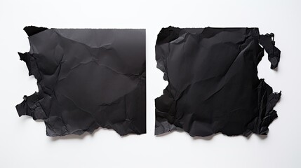 two pieces of torn black paper for using as text box white