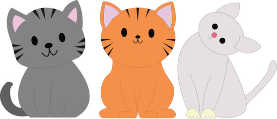 3 cute cat smile cartoon