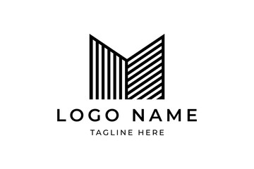 Letter m line abstract logo design concept