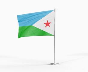 Djibouti national flag on white background.
