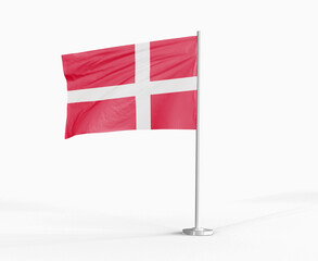 Denmark national flag on white background.