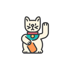 Chinese lucky cat filled outline icon