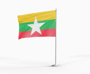 Myanmar national flag on white background.