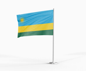 Rwanda national flag on white background.