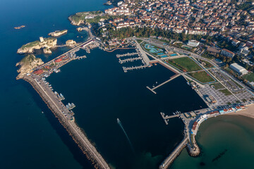 drone shooting sile castle and its surroundings, sile, istanbul, turkey