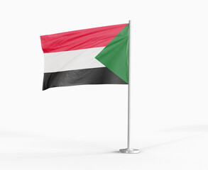 Sudan national flag on white background.