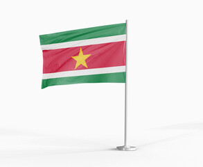 Suriname national flag on white background.
