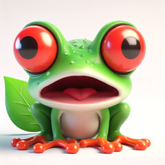 great 3d illustration of a shocked and surprised funny red eyed tree frog