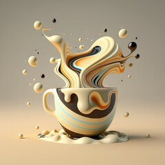 a beautiful coffee swirling with abstract cup