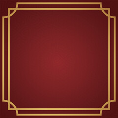 Vector chinese frame border, rectangle and circle design on red background
