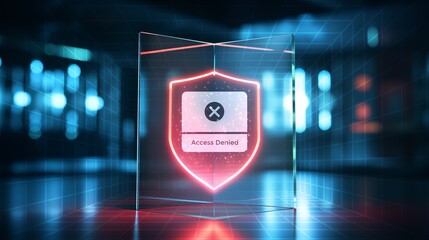 A futuristic device display an access denied message on the screen. Protect cyber security and information, data or network.