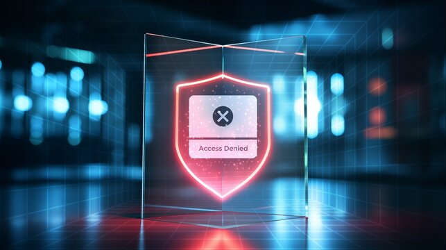 A futuristic device display an access denied message on the screen. Protect cyber security and information, data or network.