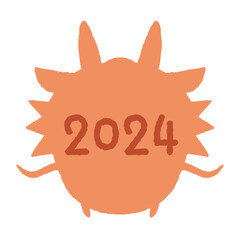 オレンジ色のたつのシルエットに2024と書かれたイラスト