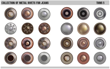 Poster COLLECTION OF METAL RIVETS BUTTON STUDS FOR JEANS AND FOR OTHER ACCESSORIES VECTOR ILLUSTRATION © MuhammadAhsan