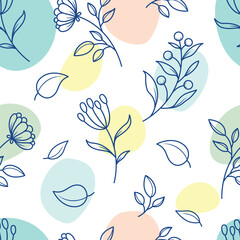Botanical leaf doodle seamless pattern wallpaper background