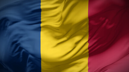 Fototapeta premium Close-up view of Chad national flag fluttering in the wind.