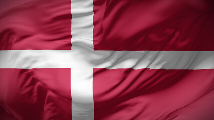 Fototapeta premium Close-up view of Denmark national flag fluttering in the wind.