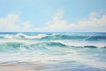 Obraz premium waves on the beach, oil painting