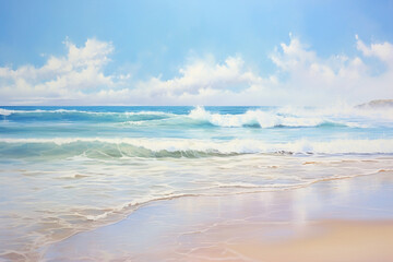 waves on the beach, oil painting