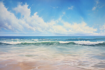 Obraz premium waves on the beach, oil painting
