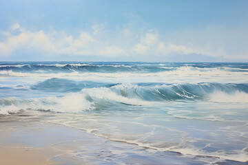 Obraz premium waves on the beach, oil painting
