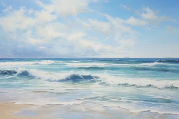 Fototapeta na wymiar waves on the beach, oil painting
