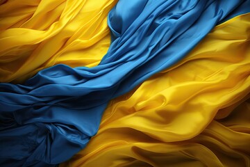 ukraine flag colorful waving ukrainian kiev europa european wind free freedom capital wave print textile material new background symbol jack signs banner texture dry central center - obrazy, fototapety, plakaty