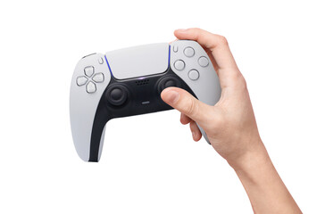 hand holding game controller on transparent background PNG