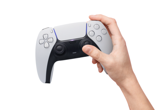 hand holding game controller on transparent background PNG