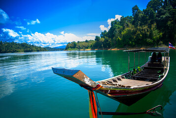 Khao Sok National Park with longtail boat for travelers, Cheow Lan lake, Ratchaphapha dam, Travel...